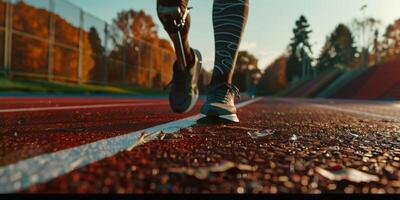 disabled person with prosthesis jogging photo