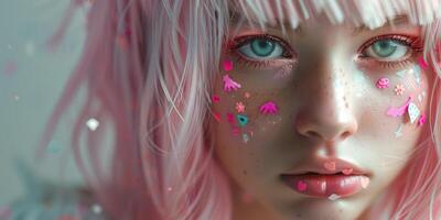 portrait of a girl at a party with colorful dust photo