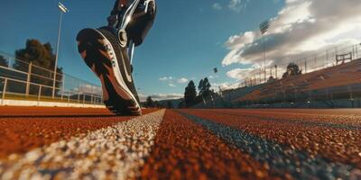 disabled person with prosthesis jogging photo