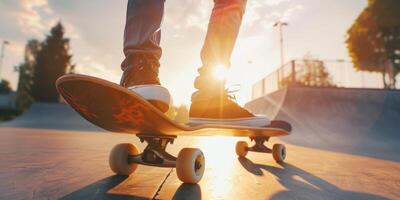 patinador en un patineta de cerca foto