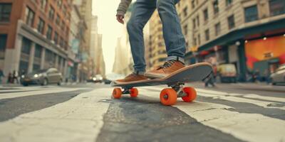 patinador en un patineta de cerca foto