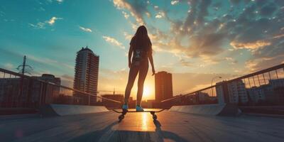 patinador en un patineta de cerca foto