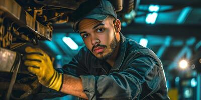 car mechanic fixing a car photo