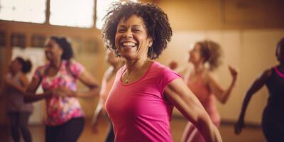 elderly woman dancing at dance lessons photo