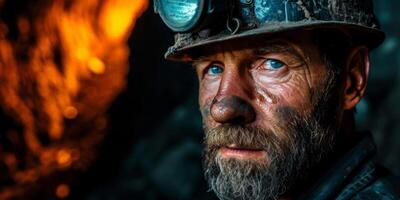 miner at the mine close-up portrait photo