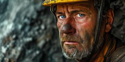 miner at the mine close-up portrait photo
