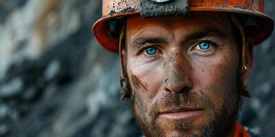 miner at the mine close-up portrait photo