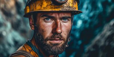 miner at the mine close-up portrait photo