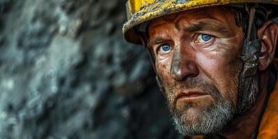 miner at the mine close-up portrait photo