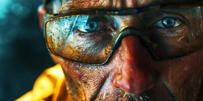 miner at the mine close-up portrait photo