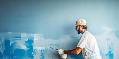 painter painting a wall photo