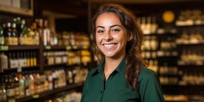 female supermarket worker photo