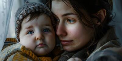 madre con su infantil niño foto