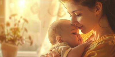 madre con su infantil niño foto