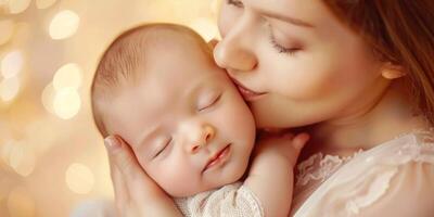 madre con su infantil niño foto