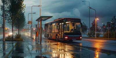 autobús público transporte en un ciudad calle foto