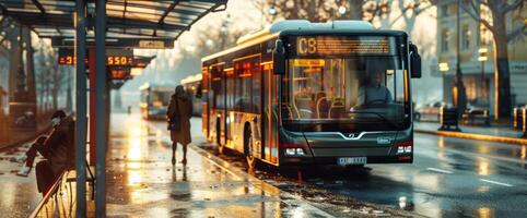 autobús público transporte en un ciudad calle foto