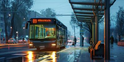 autobús público transporte en un ciudad calle foto