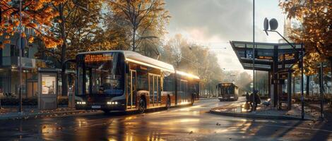 bus public transport on a city street photo