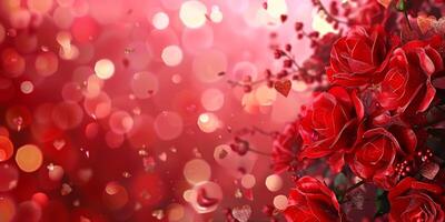 rojo rosas en un borroso antecedentes foto
