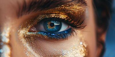 female eyes close-up macro makeup photo
