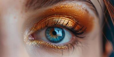 female eyes close-up macro makeup photo