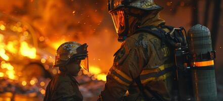 Genefireman saves a child from a fire rative AI photo