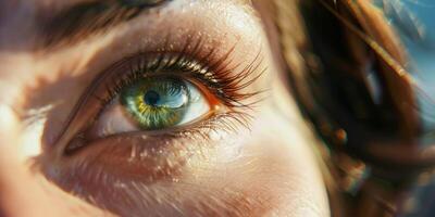 female eyes close-up macro makeup photo