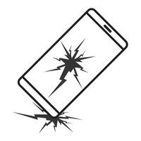 The smartphone falls. Broken screen. linear icon. Line with editable stroke vector