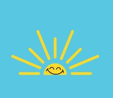 Yellow half sun icon. Sunset simple graphic symbol. Summer heat icon. Half round solar element. vector