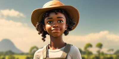 young african american woman farmer wearing hat photo