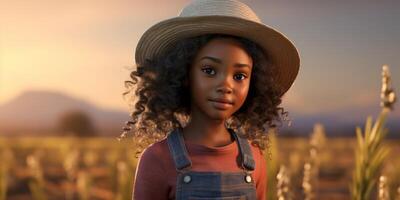 young african american woman farmer wearing hat photo