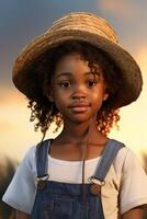 young african american woman farmer wearing hat photo