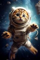 cat in a spacesuit in space photo
