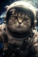 cat in a spacesuit in space photo