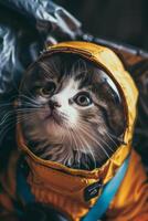 cat in a spacesuit in space photo