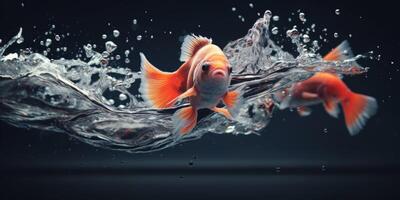 Goldfish splashing in the water photo