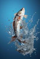 fish jumping out of the water splashing photo