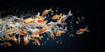 Goldfish splashing in the water photo