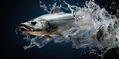 fish jumping out of the water splashing photo