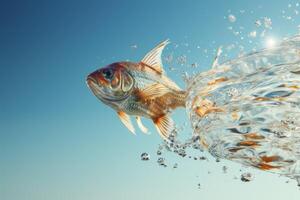 pescado saltando fuera de el agua salpicaduras foto