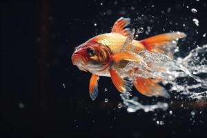 Goldfish splashing in the water photo