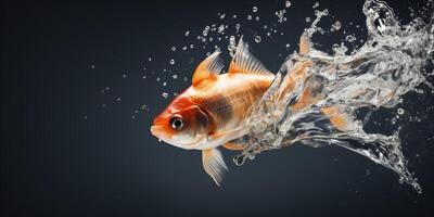 Goldfish splashing in the water photo