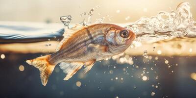 Goldfish splashing in the water photo