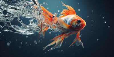 Goldfish splashing in the water photo