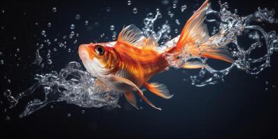 Goldfish splashing in the water photo