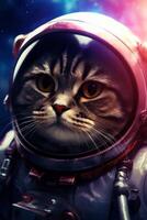 cat in a spacesuit in space photo
