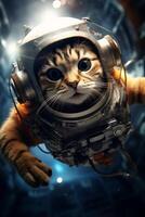 cat in a spacesuit in space photo