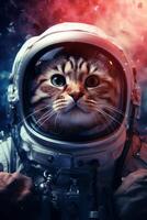 cat in a spacesuit in space photo