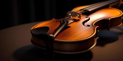 violin on a dark blurred background photo